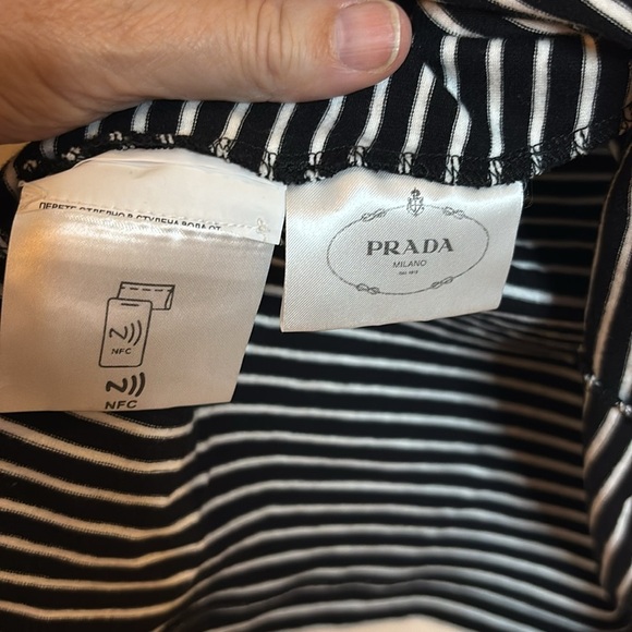 EUC PRADA Stripe Three-Quarter Sleeve Jersey Top women’s black & white size 42/6 - Picture 5 of 10